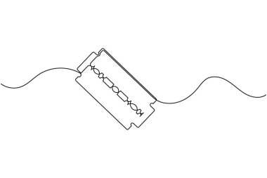 Tıraş bıçağı, berber dükkanı ve tımar tasarımı için minimalist bir resim çizer.