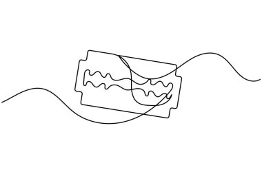 Tıraş bıçağı, berber dükkanı ve tımar tasarımı için minimalist bir resim çizer.