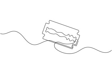 Tıraş bıçağı, berber dükkanı ve tımar tasarımı için minimalist bir resim çizer.