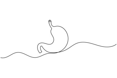 İnsan midesi ikonu anatomi ve tıbbi tasarım kavramları için sürekli bir çizgi çizer.