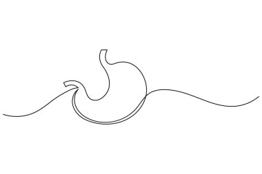 İnsan midesi ikonu anatomi ve tıbbi tasarım kavramları için sürekli bir çizgi çizer.