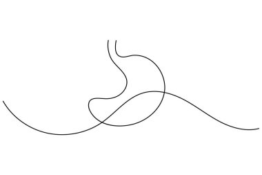 İnsan midesi ikonu anatomi ve tıbbi tasarım kavramları için sürekli bir çizgi çizer.