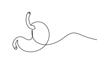 İnsan midesi ikonu anatomi ve tıbbi tasarım kavramları için sürekli bir çizgi çizer.