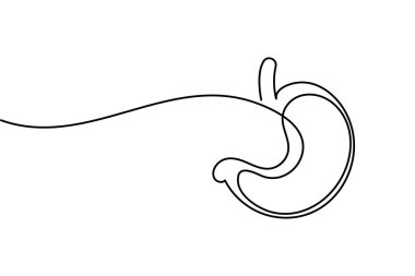 İnsan midesi ikonu anatomi ve tıbbi tasarım kavramları için sürekli bir çizgi çizer.