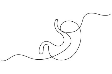 İnsan midesi ikonu anatomi ve tıbbi tasarım kavramları için sürekli bir çizgi çizer.