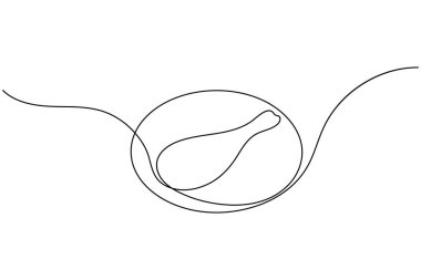 Yemek konsepti için beyaz arka planda kızarmış tavuk tasarımı çizimi