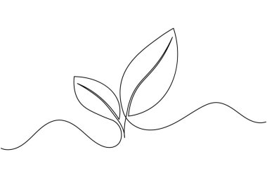 Yaprak simgesi sürekli bir çizim stili, çevre dostu ve doğa minimalist tasarım için mükemmel.