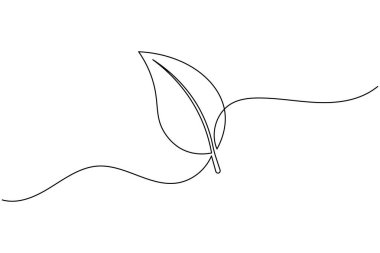 Yaprak simgesi sürekli bir çizim stili, çevre dostu ve doğa minimalist tasarım için mükemmel.