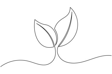 Yaprak simgesi sürekli bir çizim stili, çevre dostu ve doğa minimalist tasarım için mükemmel.