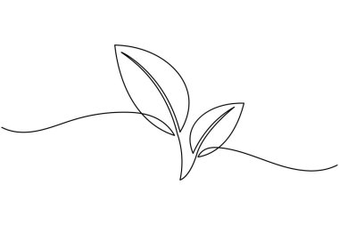 Yaprak simgesi sürekli bir çizim stili, çevre dostu ve doğa minimalist tasarım için mükemmel.