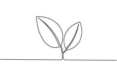 Yaprak simgesi sürekli bir çizim stili, çevre dostu ve doğa minimalist tasarım için mükemmel.