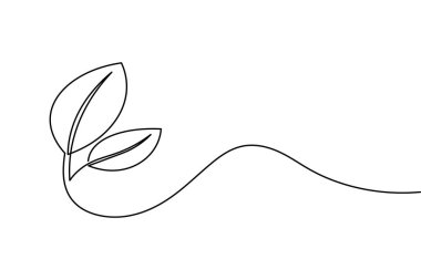 Yaprak simgesi sürekli bir çizim stili, çevre dostu ve doğa minimalist tasarım için mükemmel.
