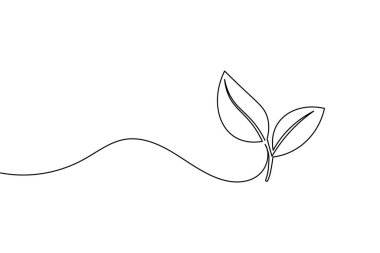 Yaprak simgesi sürekli bir çizim stili, çevre dostu ve doğa minimalist tasarım için mükemmel.