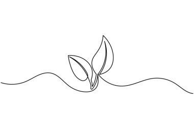 Yaprak simgesi sürekli bir çizim stili, çevre dostu ve doğa minimalist tasarım için mükemmel.