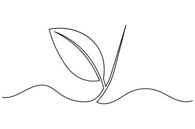 Yaprak simgesi sürekli bir çizim stili, çevre dostu ve doğa minimalist tasarım için mükemmel.