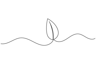 Yaprak simgesi sürekli bir çizim stili, çevre dostu ve doğa minimalist tasarım için mükemmel.