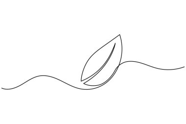 Yaprak simgesi sürekli bir çizim stili, çevre dostu ve doğa minimalist tasarım için mükemmel.