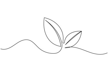 Yaprak simgesi sürekli bir çizim stili, çevre dostu ve doğa minimalist tasarım için mükemmel.