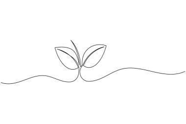 Yaprak simgesi sürekli bir çizim stili, çevre dostu ve doğa minimalist tasarım için mükemmel.