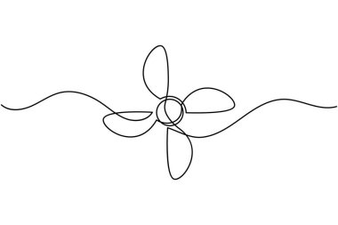 Üç pervaneli bir pervane çizimi basit minimalist aralıksız resim çizimi