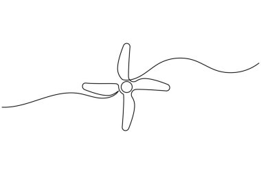 Üç pervaneli bir pervane çizimi basit minimalist aralıksız resim çizimi