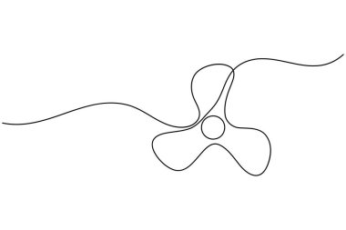 Üç pervaneli bir pervane çizimi basit minimalist aralıksız resim çizimi