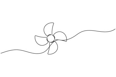 Üç pervaneli bir pervane çizimi basit minimalist aralıksız resim çizimi