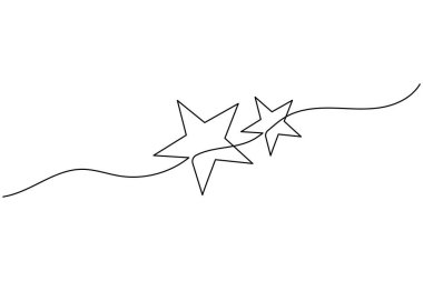 Noel yıldızı simgesi, beyaz arka planda minimalist bayram süslemeleri çizen tek satır aralıksız
