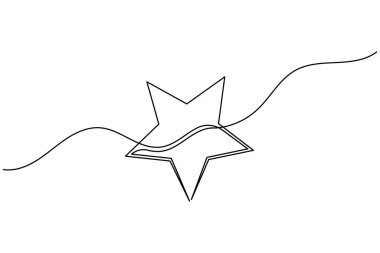 Noel yıldızı simgesi, beyaz arka planda minimalist bayram süslemeleri çizen tek satır aralıksız