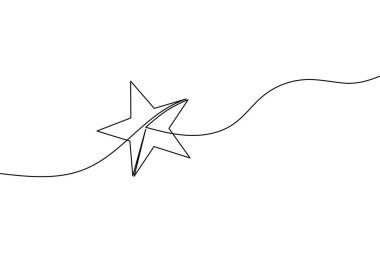 Noel yıldızı simgesi, beyaz arka planda minimalist bayram süslemeleri çizen tek satır aralıksız