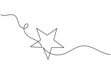 Noel yıldızı simgesi, beyaz arka planda minimalist bayram süslemeleri çizen tek satır aralıksız