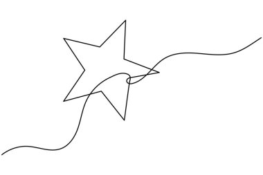 Noel yıldızı simgesi, beyaz arka planda minimalist bayram süslemeleri çizen tek satır aralıksız