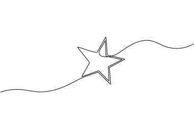 Noel yıldızı simgesi, beyaz arka planda minimalist bayram süslemeleri çizen tek satır aralıksız