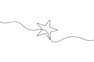 Noel yıldızı simgesi, beyaz arka planda minimalist bayram süslemeleri çizen tek satır aralıksız