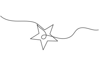 Noel yıldızı simgesi, beyaz arka planda minimalist bayram süslemeleri çizen tek satır aralıksız