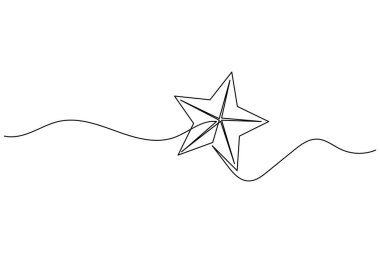 Noel yıldızı simgesi, beyaz arka planda minimalist bayram süslemeleri çizen tek satır aralıksız