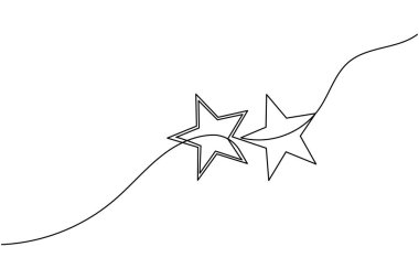 Noel yıldızı simgesi, beyaz arka planda minimalist bayram süslemeleri çizen tek satır aralıksız
