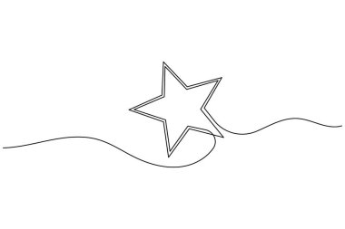 Noel yıldızı simgesi, beyaz arka planda minimalist bayram süslemeleri çizen tek satır aralıksız