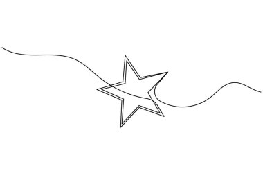 Noel yıldızı simgesi, beyaz arka planda minimalist bayram süslemeleri çizen tek satır aralıksız