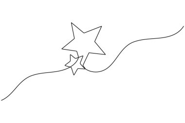Noel yıldızı simgesi, beyaz arka planda minimalist bayram süslemeleri çizen tek satır aralıksız