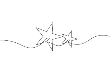 Noel yıldızı simgesi, beyaz arka planda minimalist bayram süslemeleri çizen tek satır aralıksız