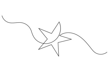 Noel yıldızı simgesi, beyaz arka planda minimalist bayram süslemeleri çizen tek satır aralıksız