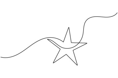 Noel yıldızı simgesi, beyaz arka planda minimalist bayram süslemeleri çizen tek satır aralıksız