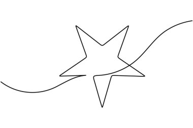 Noel yıldızı simgesi, beyaz arka planda minimalist bayram süslemeleri çizen tek satır aralıksız