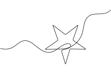 Noel yıldızı simgesi, beyaz arka planda minimalist bayram süslemeleri çizen tek satır aralıksız