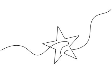 Noel yıldızı simgesi, beyaz arka planda minimalist bayram süslemeleri çizen tek satır aralıksız