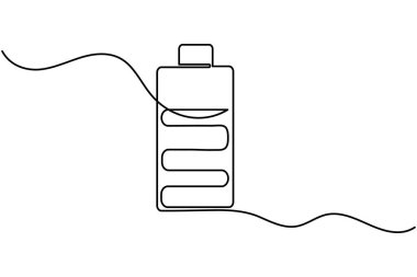 Şarj edilen pil simgesi beyaz arkaplanda yıldırım ile sürekli bir çizgi çiziyor