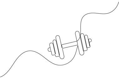 Dumbbell aralıksız tek satır sanat çizimi halter vektör illüstrasyonu