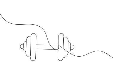 Dumbbell aralıksız tek satır sanat çizimi halter vektör illüstrasyonu