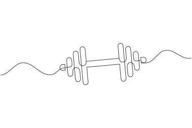 Dumbbell aralıksız tek satır sanat çizimi halter vektör illüstrasyonu